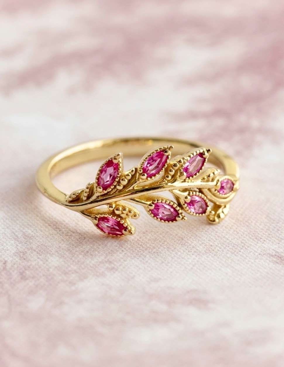 The Olive Branch Ring - Pink Sapphires