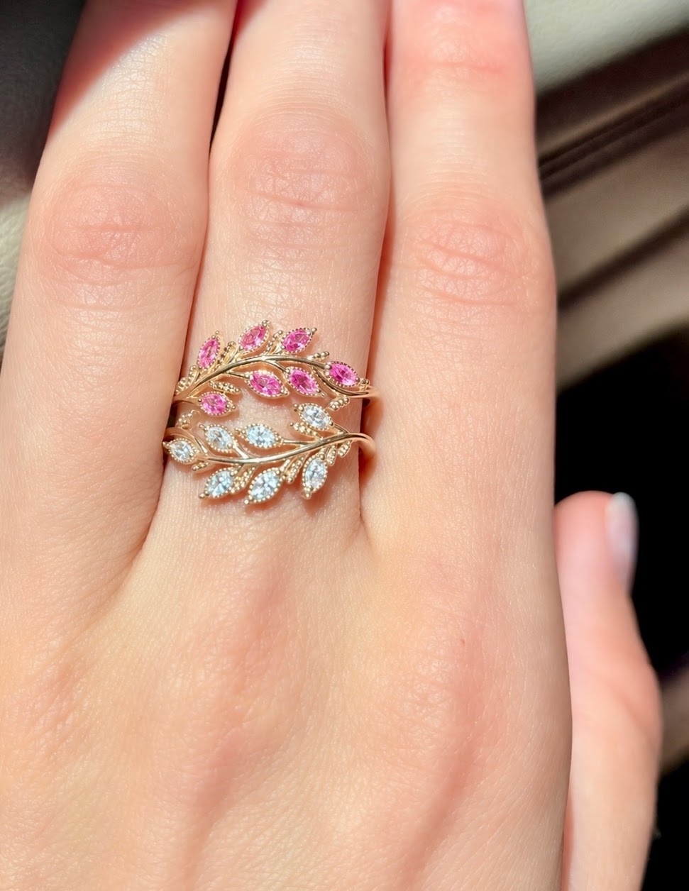 The Olive Branch Ring - Pink Sapphires