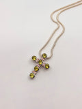 Saint Olivia Classic Mini Cross - Peridot & Pink Diamonds